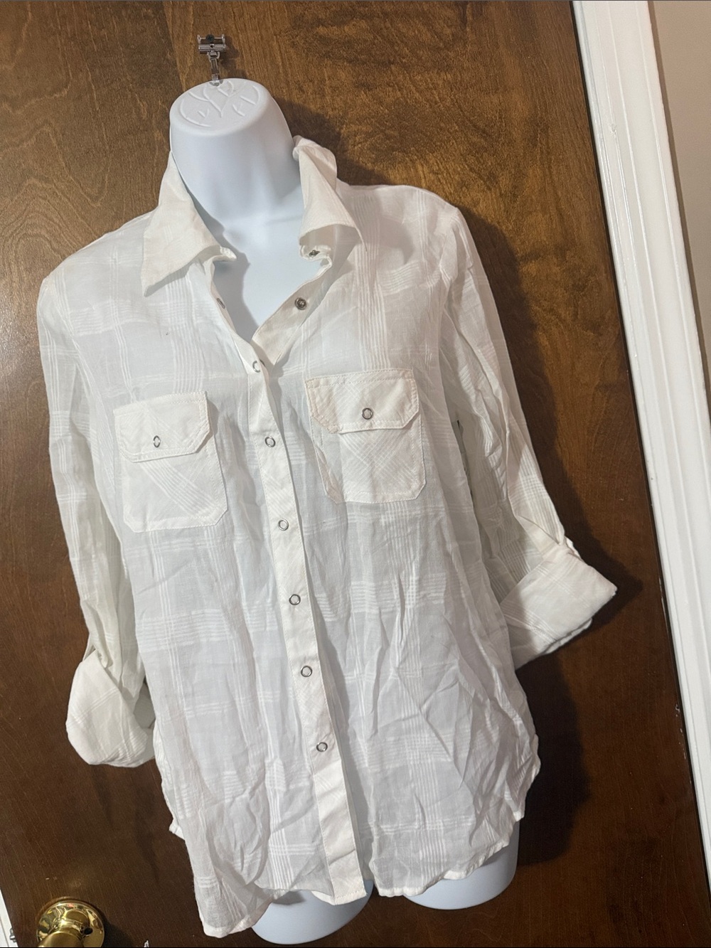 Kirra White Button-Down Shirt with Chest Pockets